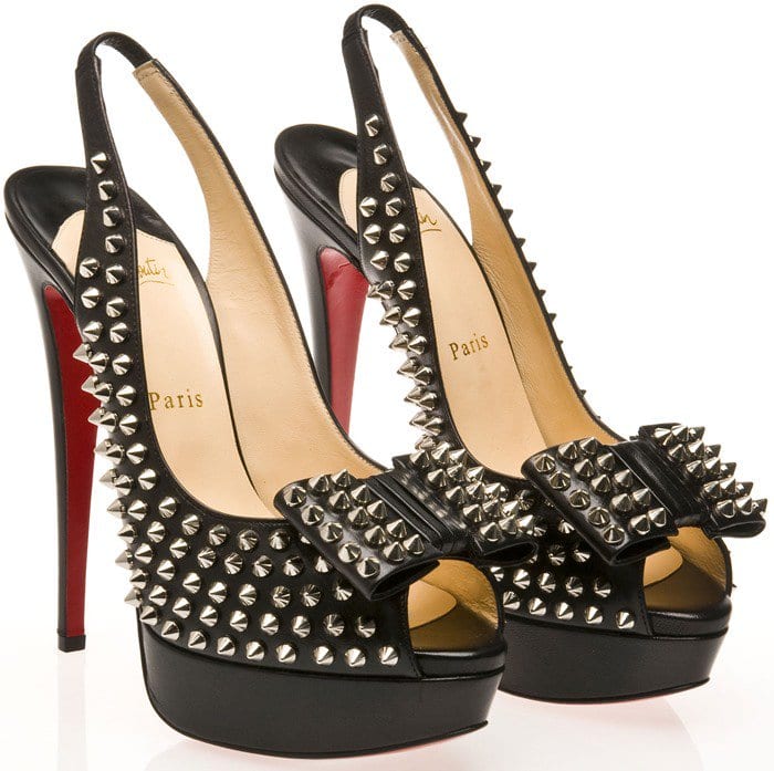 Christian Louboutin Black 'Clou Noeud' 150 Studded Slingbacks