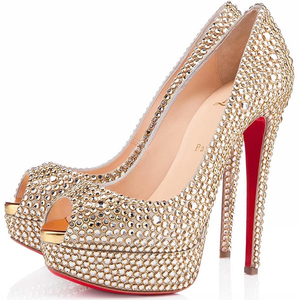 Christian Louboutin Lady Peep Ring Strass Peep-Toe Platform Pumps