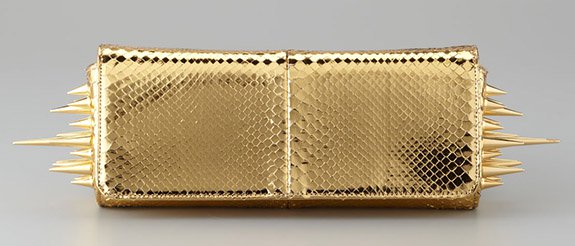 Christian Louboutin "Marquise" Metallic Python Clutch Bag in Gold