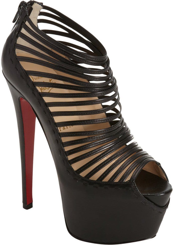 Christian Louboutin 'Zoulou' Leather Platform Sandals in Black