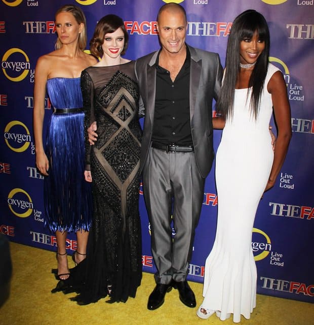 Models Karolina Kurkova, Coco Rocha, photographer/host Nigel Barker, and model Naomi Campbell attend "The Face" Series Premiere at Marquee New York on February 5, 2013, in New York City