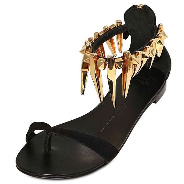 Giuseppe Zanotti Gold-Spiked Ankle-Strap Sandals