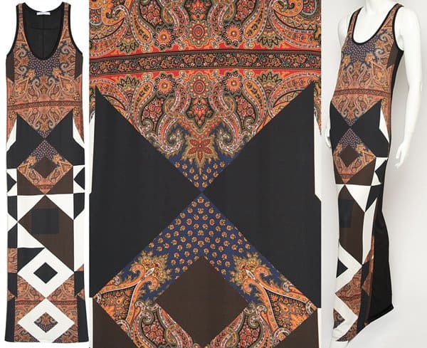 Sleeveless Givenchy stretch jersey tank dress featuring scarf monochrome graphic print and a scoop neckline