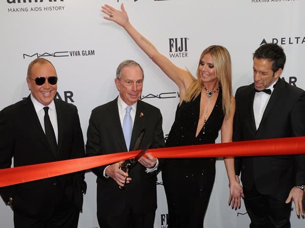 Heidi Klum, Michael Bloomberg, Michael Kors, and Kenneth Cole attend the amfAR gala