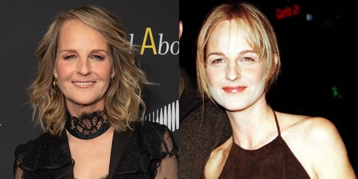 Helen Hunt's evolving appearance: A comparison of her look at a recent red carpet event (left) and in the late 1990s (right)