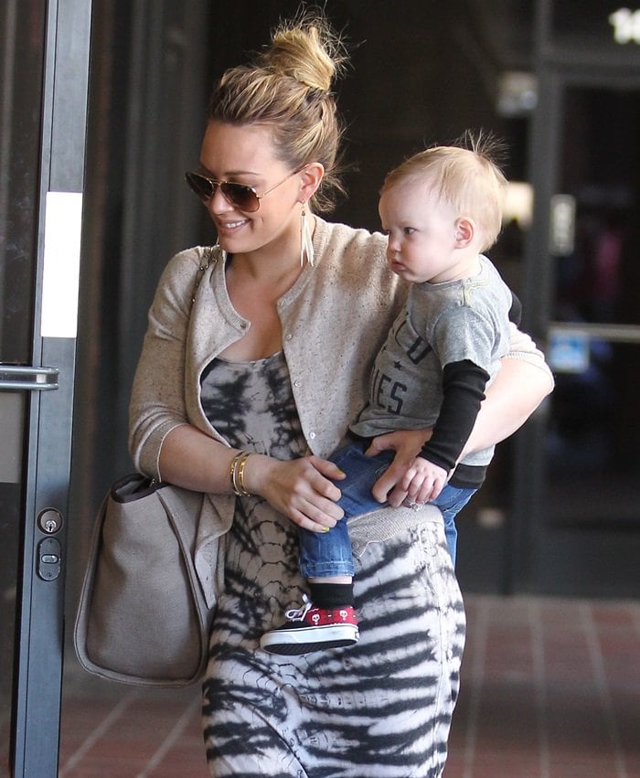 Hilary Duff effortlessly combines motherhood and style during a playdate with son Luca in Sherman Oaks, California, on February 13, 2013