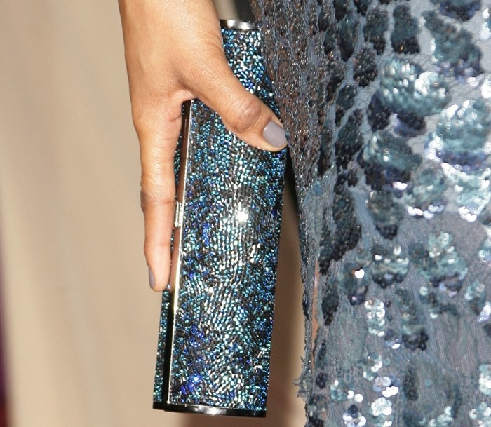 Jennifer Hudson carries a sparkling Jimmy Choo clutch