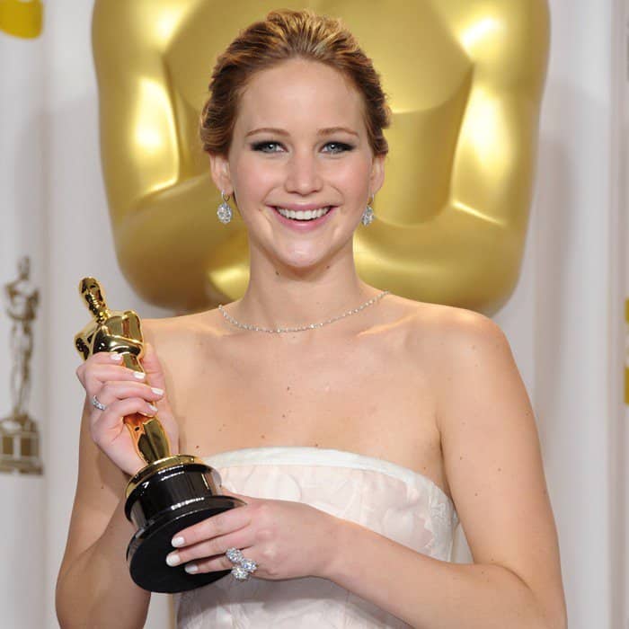 Actress Jennifer Lawrence attends the 2013 Film Independent Spirit Awards at Santa Monica Beach in Santa Monica, California, on February 23, 2013