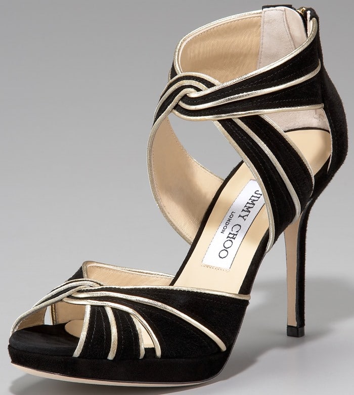 Jimmy Choo 'Kai' Piped Suede Mid-Heel Sandals