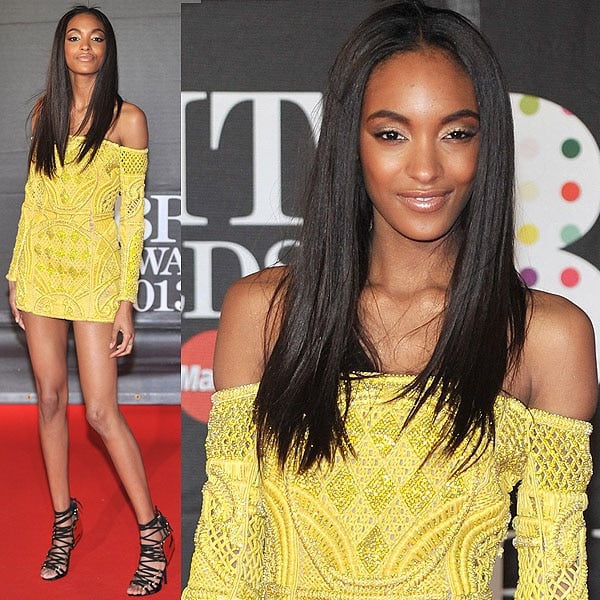 Jourdan Dunn donned a Balmain Spring 2013 dress at the 2013 BRIT Awards held at O2 Arena in London, England on February 20, 2013