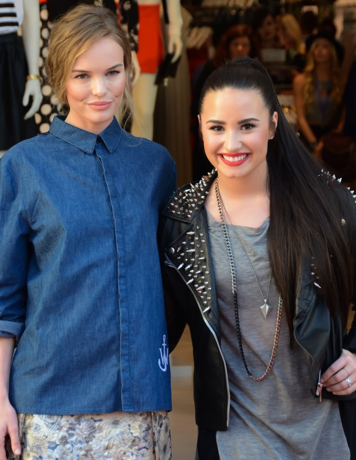 Kate Bosworth and Demi Lovato attend the grand opening of the Topshop Topman LA Store