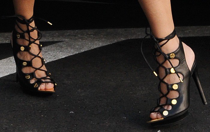 Kourtney Kardashian's Tom Ford lace-up platform sandals