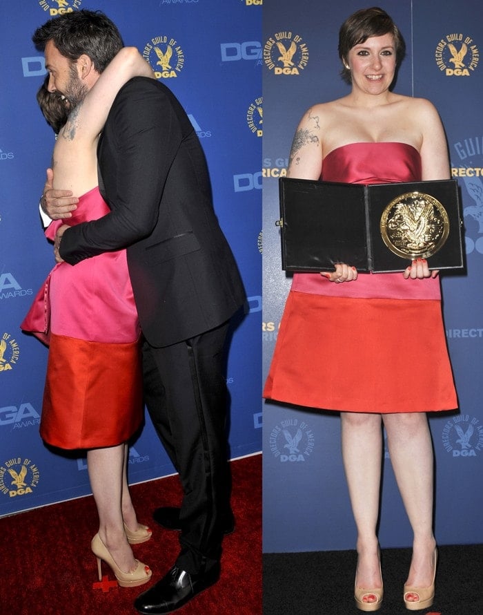 Lena Dunham and Ben Affleck at the 65th Annual Directors Guild of America Awards at Ray Dolby Ballroom in Los Angeles on February 2, 2013