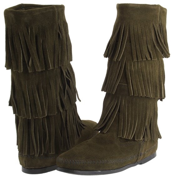 Minnetonka Calf Hi 3-Layer Fringe Boot