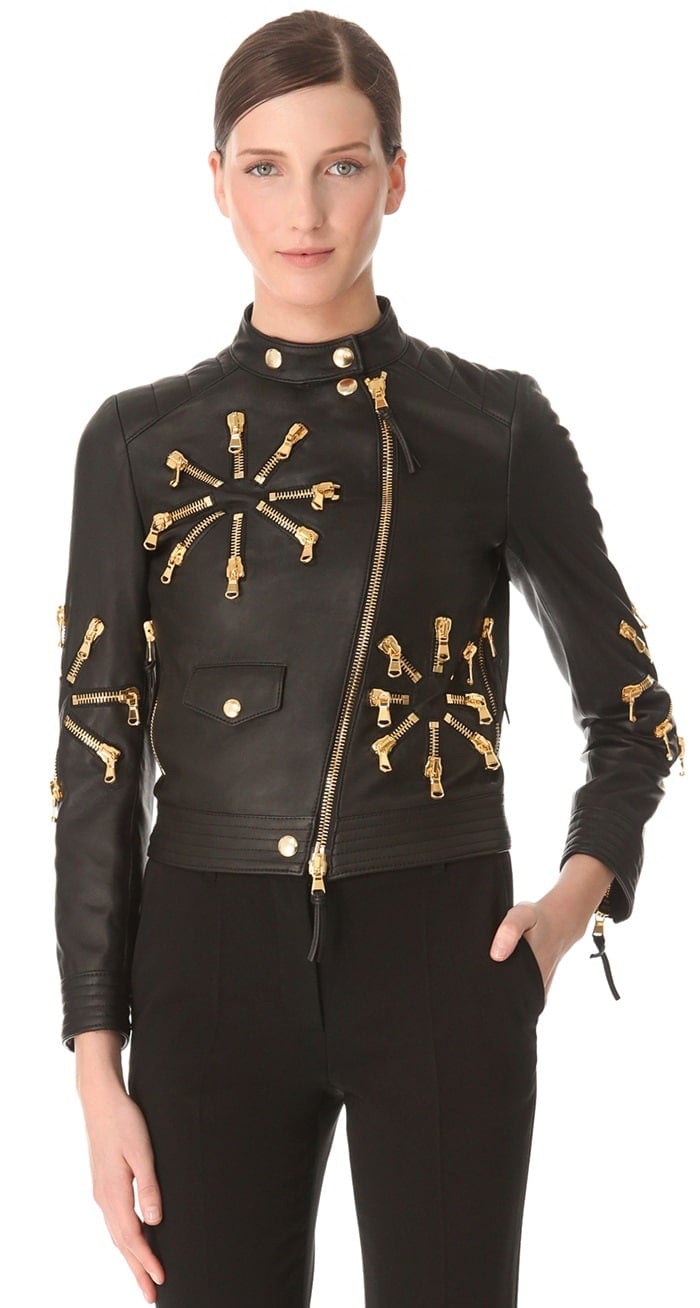 Moschino Leather Jacket Zip Detail