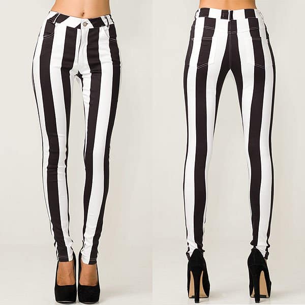 Motel "Jordan" Skinny Jeans in Black and White Stripe