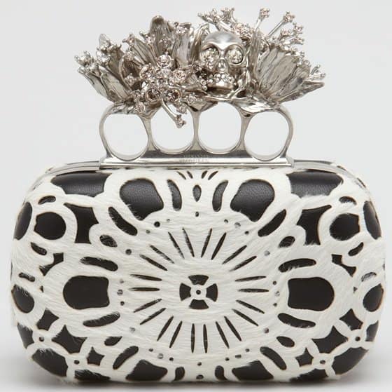 Alexander McQueen Lasercut Calf Hair Knucklebox Clutch