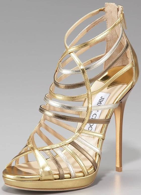 Jimmy Choo Virginia Mixed Metallic Strappy Sandals