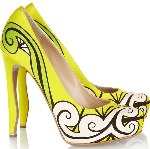 Nicholas Kirkwood Neon printed silk-satin pumps