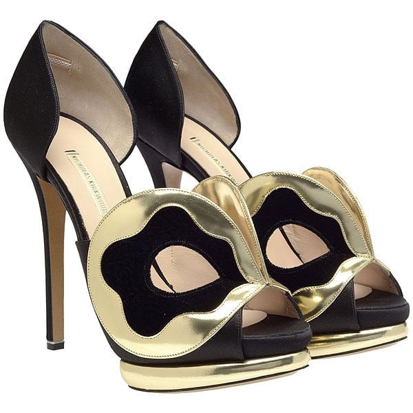 Nicholas Kirkwood Silk Satin D'Orsay Pumps with Mask Front