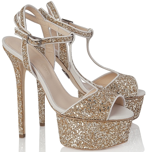 Olcay Gulsen Glitter Strap Sandals