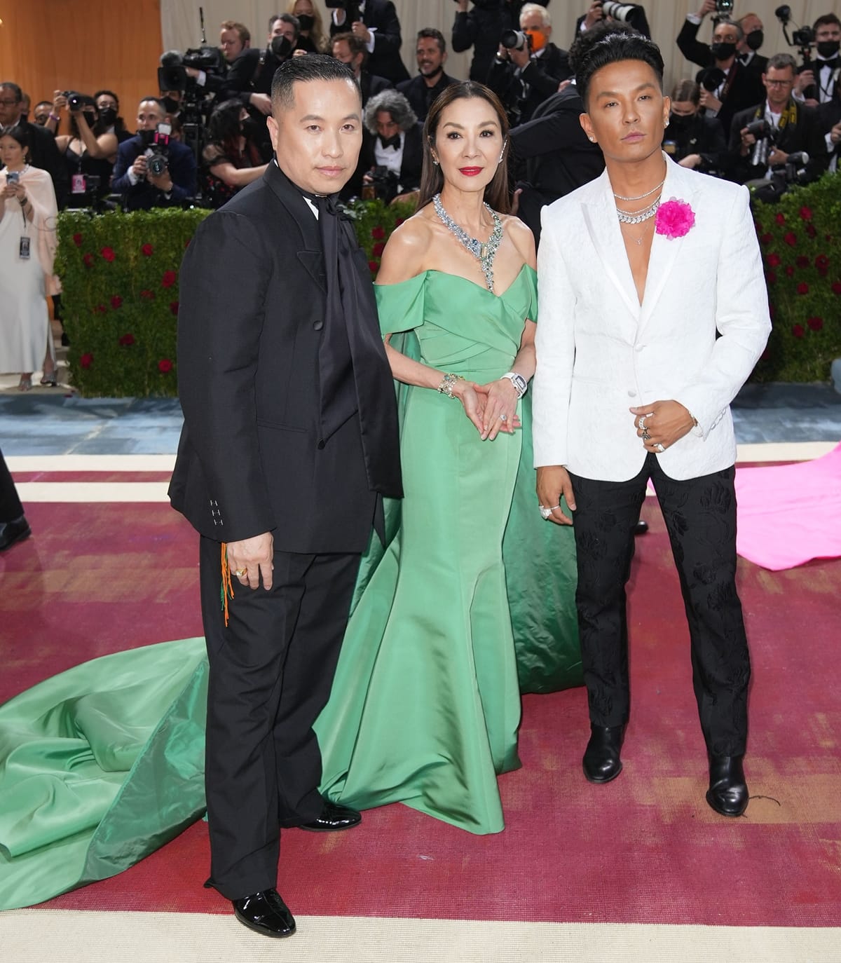 Phillip Lim, Michelle Yeoh, and Prabal Gurung arrive at The 2022 Met Gala Celebrating "In America: An Anthology of Fashion" at The Metropolitan Museum of Art on May 2, 2022 in New York City