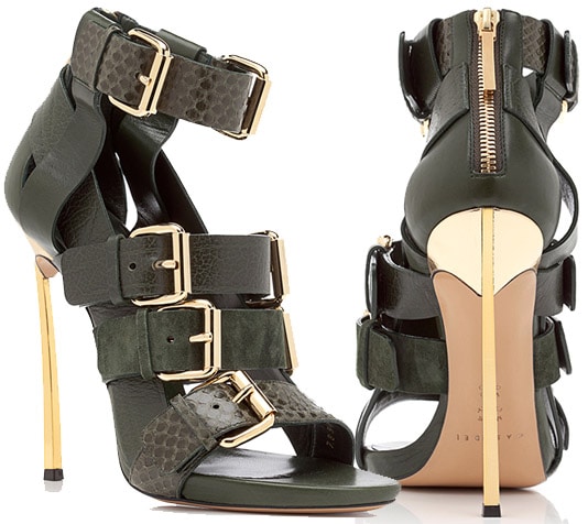 Prabal Gurung Open Toe Bootie in Olive