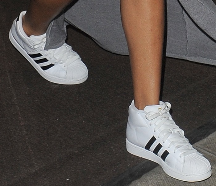 Rihanna wearing fresh white sneakers