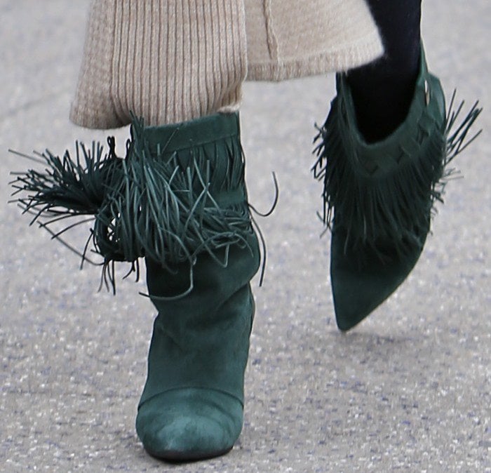 Rosie Huntington-Whiteley in fringe Isabel Marant boots