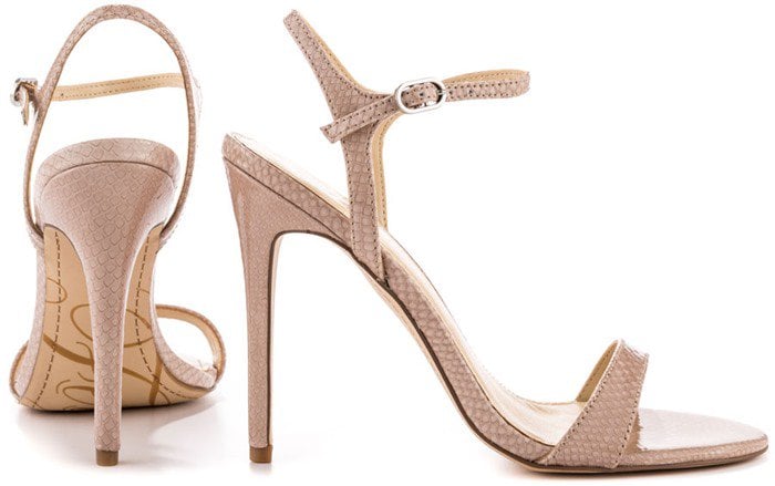 Fergie Roxane Ankle-Strap Sandals Beige Snake