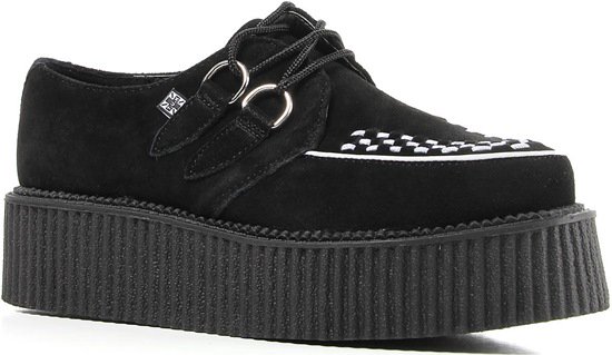 T.U.K. The Mondo Creeper in Black Suede with White Interlace