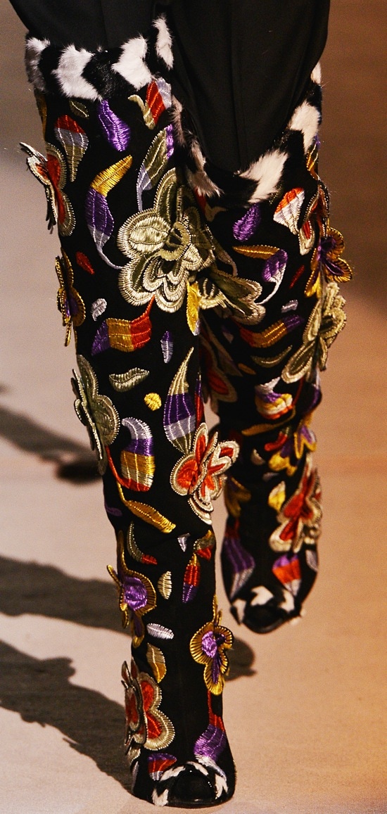 A model walks the catwalk during the Tom Ford show