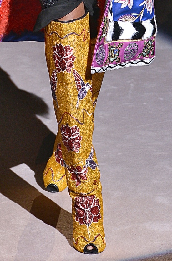 A model walks the catwalk during the Tom Ford show