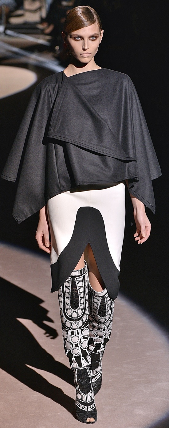 A model walks the catwalk during the Tom Ford show at Lancaster House during London Fashion Week Fall/Winter 2013/14