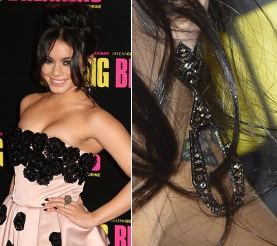 Vanessa Hudgens wears crystal-encrusted Sutra drop earrings