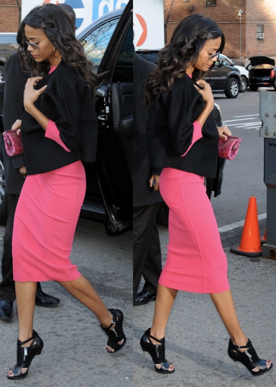 Zoe Saldaña at Mercedes-Benz New York Fashion Week Autumn/Winter 2013 (Michael Kors) on February 13, 2013