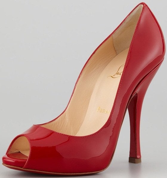 Christian Louboutin 'Maryl' Peep-Toe Pumps in Red Patent