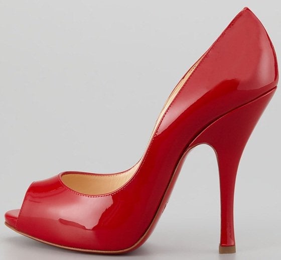 Christian Louboutin 'Maryl' Peep-Toe Pumps in Red Patent