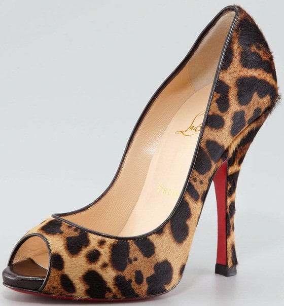 Christian Louboutin 'Maryl' Peep-Toe Pumps in Leopard Print Calf Hair