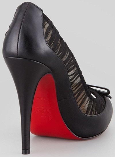 Christian Louboutin Angelique Leather and Chiffon Peep-Toe Pumps