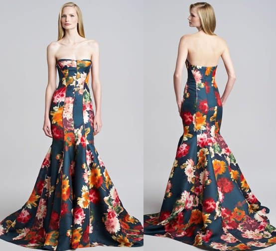 J. Mendel Floral Gazar Strapless Gown