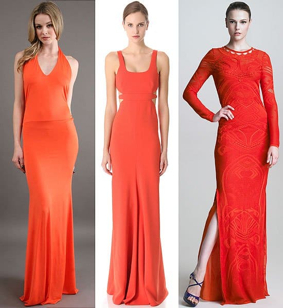 Statuesque Long Orange Gowns