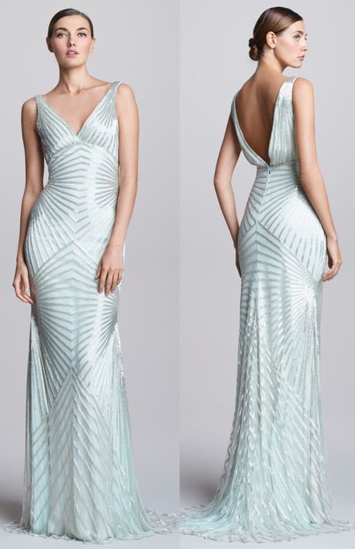 Naeem Khan Geometric Beaded Bias Gown