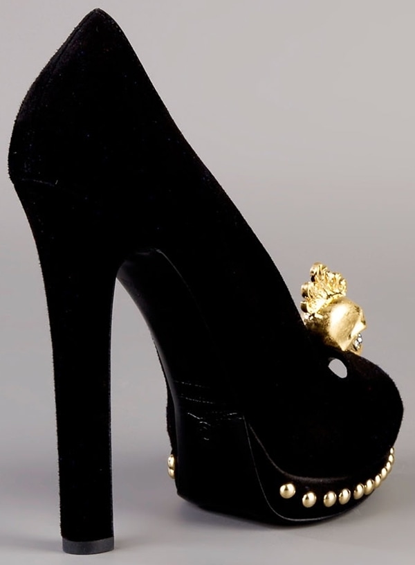 Alexander McQueen Skull-Embellished Peep-Toe Pumps