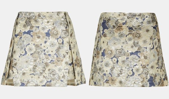 Topshop Floral Jacquard Skirt in Ice Blue