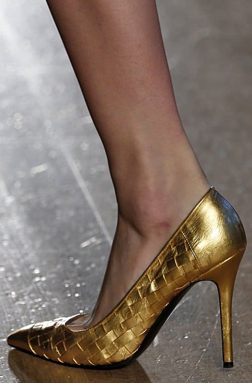 L'Wren Scott gold woven pumps from the brand's Fall 2013 collection