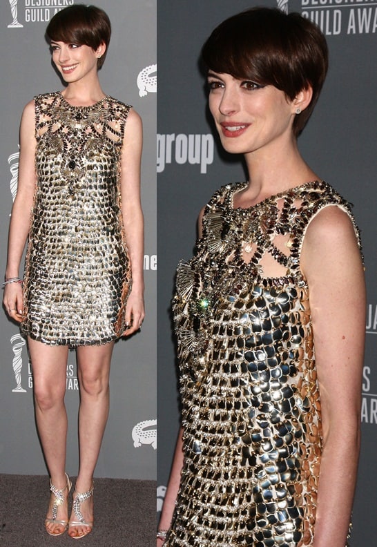 Anne Hathaway radiates elegance in a flapper-inspired Gucci ensemble at the 15th Annual Costume Designers Guild Awards