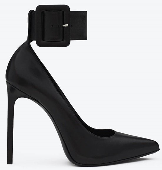 Saint Laurent "Escarpin" Ankle-Strap Pumps in Classic Black