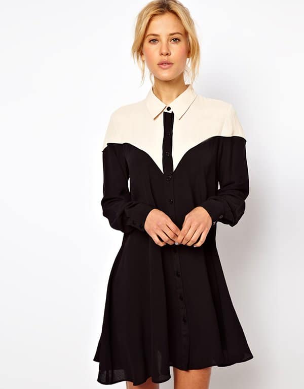 ASOS Shirt Dress With Color-Block Panels