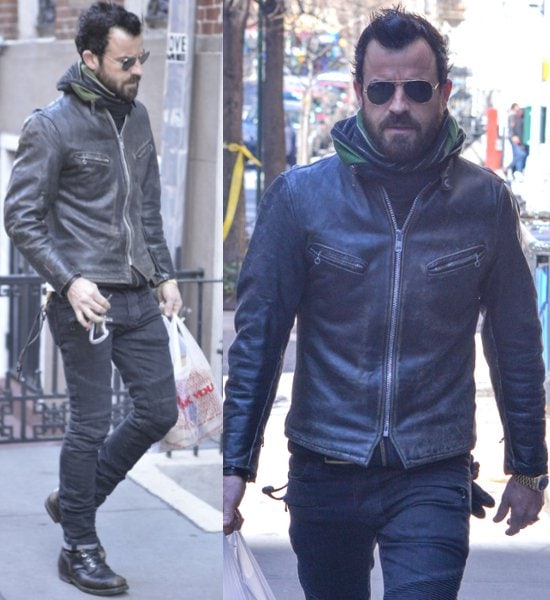 Justin Theroux exudes casual elegance on a leisurely stroll through West Village, NYC, showcasing his timeless style on March 9, 2013